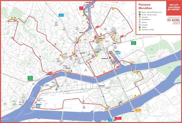 plan du parcours du marathon de nantes 2023